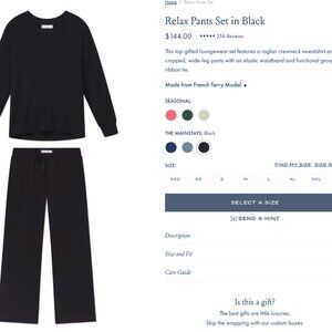 LAKE Relax Pants SET in Black (Long Sleeve top and Pants)